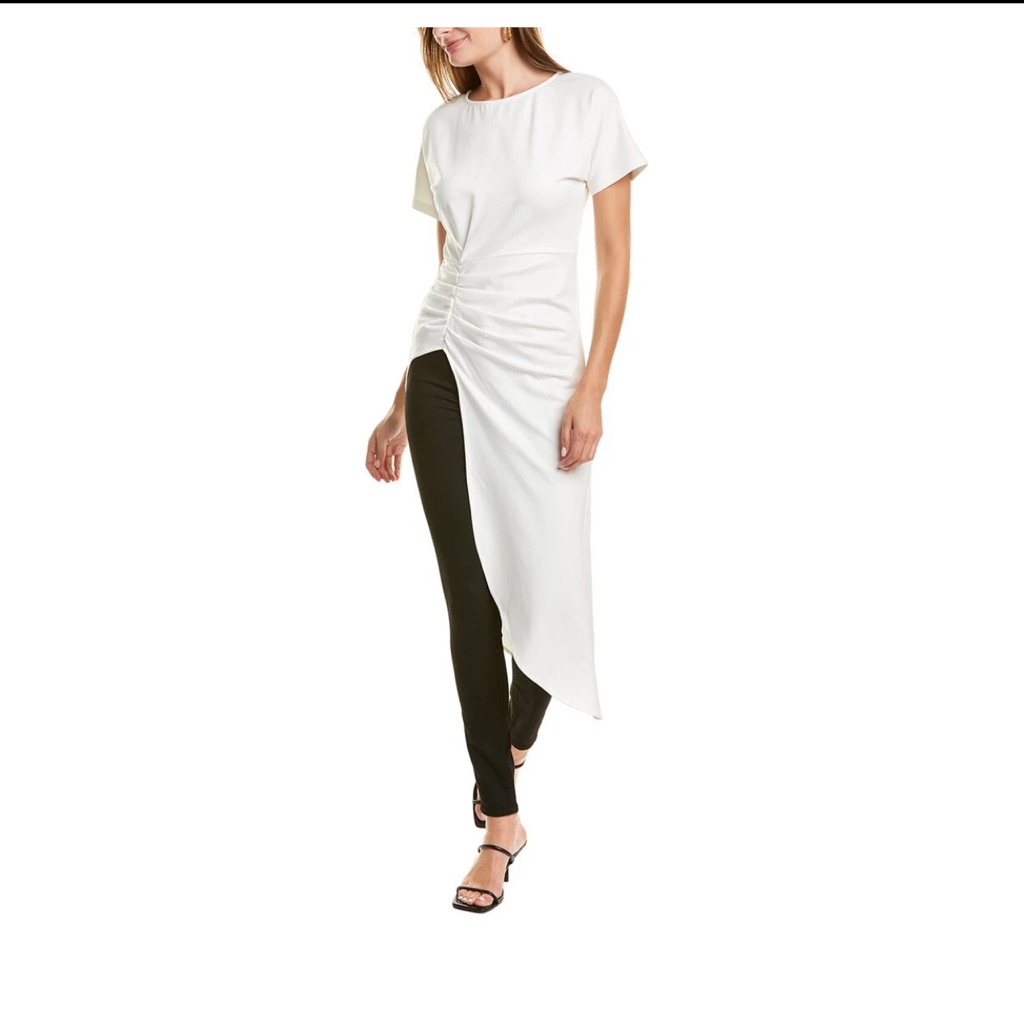 Long Unbalanced Shirt With Front Shirring